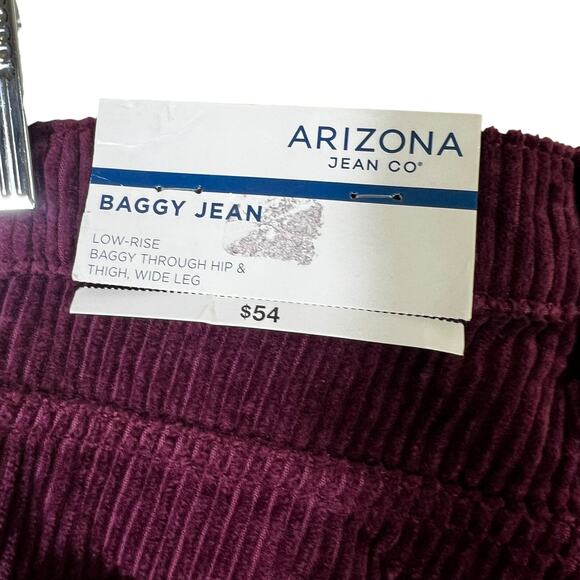 NWT Arizona Wide Leg Corduroy Pants Juniors 5 Burgundy High Rise Boho Retro 90s - Picture 7 of 7